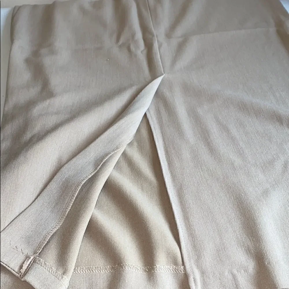 Women’s Beige A-Line Midi Skirt High Waist Old Money Classic Quiet Luxury Sz 8